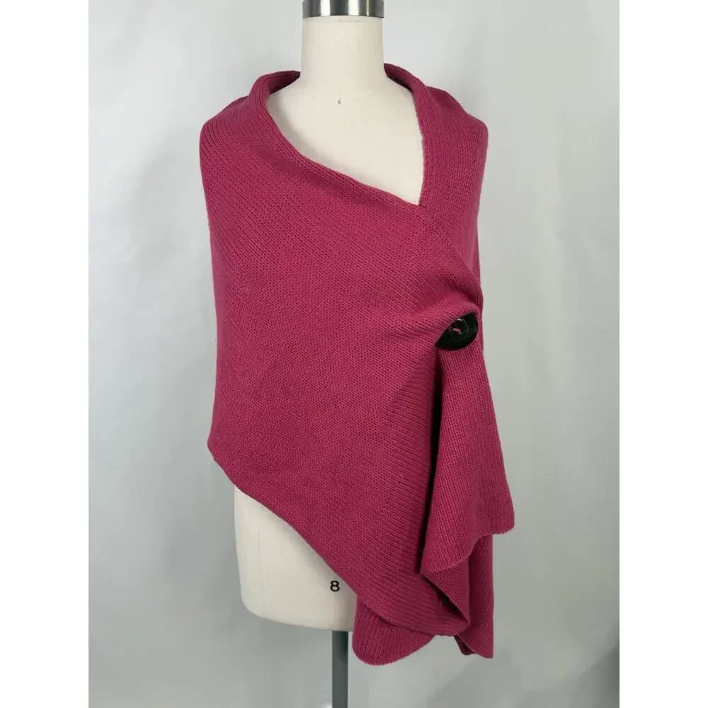 Riverton Wrap Versatile Cover-Up Bright Pink Bold Colorful Artsy‎ Knit Cardigan